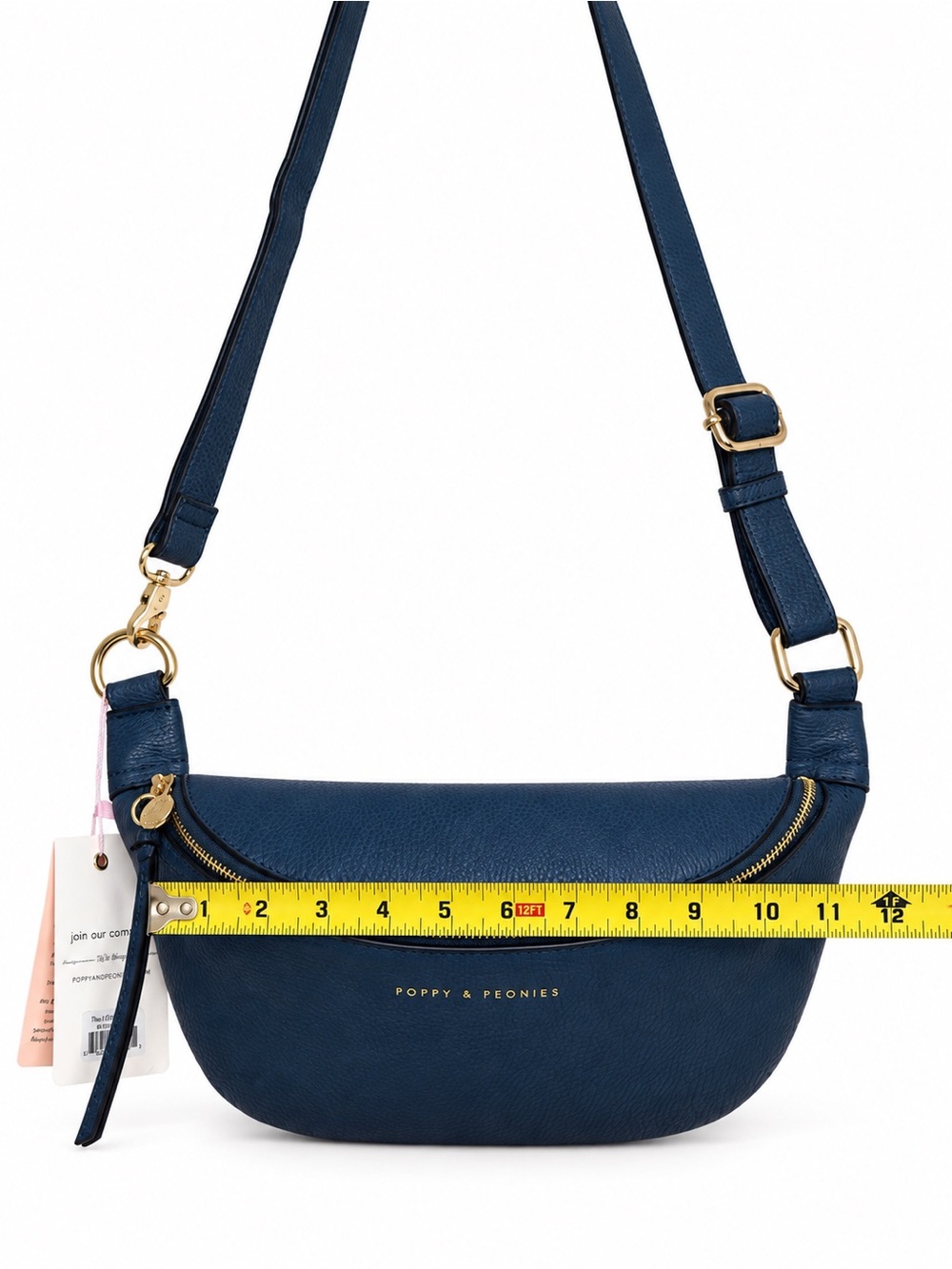Poppy & Peonies The Sidekick Navy Crossbody Belt Bag NWT Vegan Leather - Picture 6 of 10
